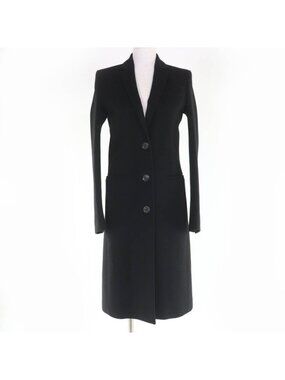 Gucci Wool Logo Button Long Coat Black 38 With Hanger